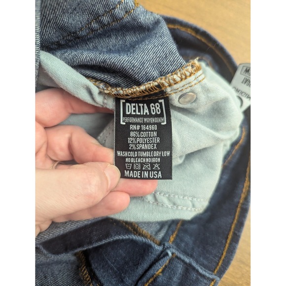 Origin Delta 68 Jeans Mens 38 Blue Dark Wash Made In USA Stretch Taper Denim - Picture 16 of 16